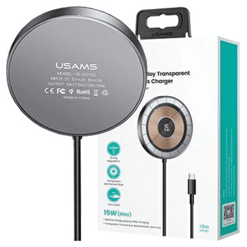 USAMS USAMS induktivni polnilnik US-CD183 magnetni 15W aluminijasti črni CD183CDX01