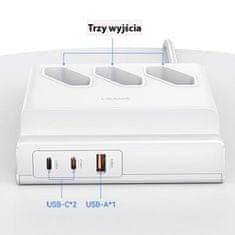 USAMS podaljšek za napajanje 65W Super SiFast polnjenje USB vtičnica EU bela/bela CC160TC01 (US-CC160)