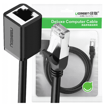 Ugreen Ugreen NW112 Ethernet podaljševalni kabel RJ45, kat. 6, FTP, s kovinskim vtičem 1 m, črne barve