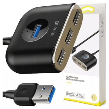 1 to 3 Baseus Hub Usb 4V1 Adapter Za Prenosnik 1X Usb 3.0 3X Usb 2.0 1M Za Računalnik