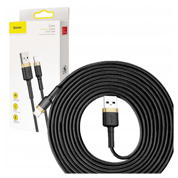 1 to 3 Baseus Cafule 2A Usb Lightning Kabel 3M (Zlato-Črn)