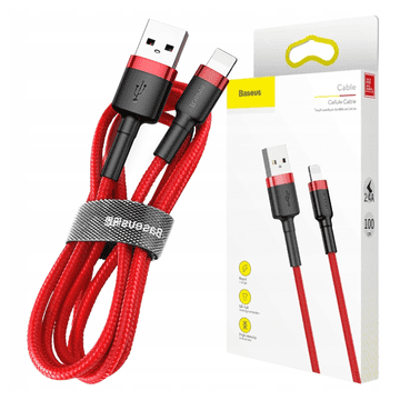 1 to 3 Baseus Cafule 2A Lightning Usb Kabel 3M (Rdeč)