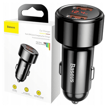 BASEUS Avtopolnilnik Magic 2x USB QC 3.0 45W (črn)