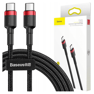 1 to 3 Baseus Cafule Pd 2.0 Qc 3.0 60W 1M Usb-C V Usb-C Pd Kabel (Črno-Rdeč)