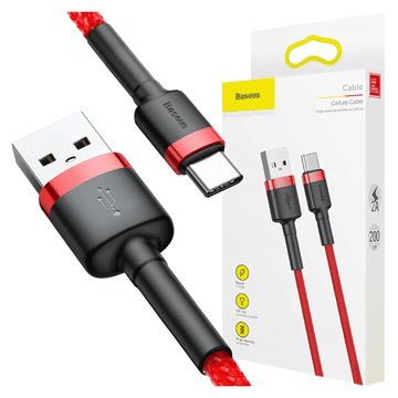 BASEUS Kabel Cafule 2A USB na USB-C 2 m (rdeč)