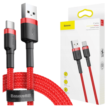 BASEUS Kabel Cafule 3A USB na USB-C 0,5 m (rdeč)
