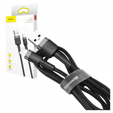 1 to 3 Baseus Cafule Lightning Usb Kabel 1.5A 2M (Sivo-Črn)