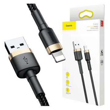 1 to 3 Baseus Cafule Usb Lightning Kabel 2.4A 1M (Zlato-Črn)