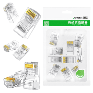1 to 3 Ugreen Rj45 Cat 6 Vtič Za Ethernet Računalnik 10-Paket Prozoren