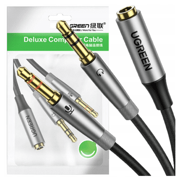 1 to 3 Ugreen Avdio Splitter Aux Mini Jack 3,5Mm Za Slušalke In Mikrofon 20Cm