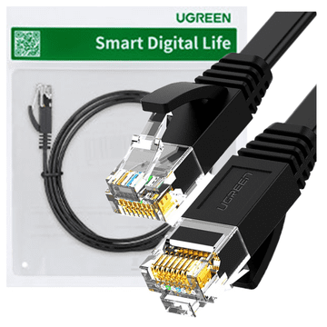 Ugreen NW102 50177 ploščati LAN Ethernet omrežni kabel kat. 6 8 m - črne barve