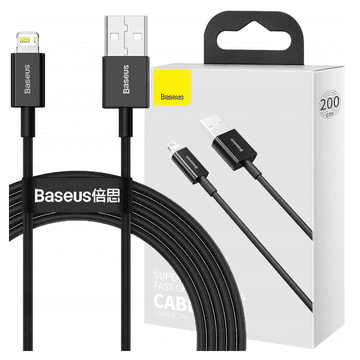 BASEUS Kabel Superior Series USB na Lightning, 2,4 A, 2 m (črn)
