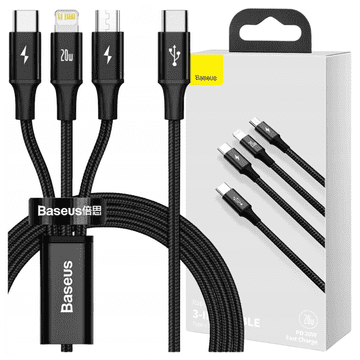 1 to 3 Baseus 3V1 Kabel Usb Na Micro Usb Na Lightning Usb-C Za Telefone 1,5M