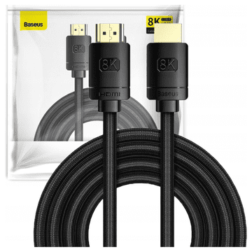 1 to 3 Baseus High Definition Series Hdmi 2.1 Kabel, 8K 60Hz, 3D, Hdr, 48Gbps, 3M (Črn)