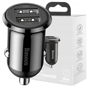 1 to 3 Avtopolnilec Baseus 2X Usb 4.8A Za Iphone X Xr Xs