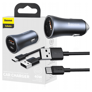 1 to 3 Baseus Avtopolnilec 40W Za Apple Iphone Android Qc4.0+ Usb Usb-C
