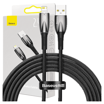 BASEUS Kabel Glimmer serije USB-A - Lightning 480Mb/s 2.4A 2m črne barve