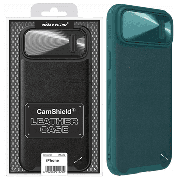 Nillkin Nillkin CamShield usnjen ovitek S za iPhone 14 Plus s pokrovom kamere, zelen