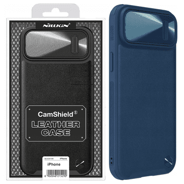 Nillkin Nillkin CamShield usnjen ovitek S za iPhone 14 Plus s pokrovom kamere, moder