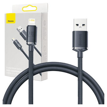 1 to 3 Baseus Crystal Shine Usb V Lightning Kabel, 2,4 A, 1,2 M (Črn)