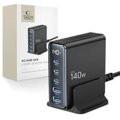 Tech-protect TECH-PROTECT DC140W-GAN 5-PORTNI NAMIZNI POLNILEC PD140W/QC3.0 ČRNEGA RAZLIČJA