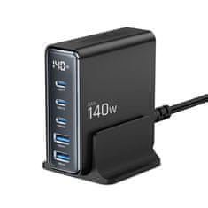 Tech-protect TECH-PROTECT DC140W-GAN 5-PORTNI NAMIZNI POLNILEC PD140W/QC3.0 ČRNEGA RAZLIČJA