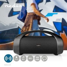 Nedis Bluetooth Party Boombox | 6 ur | 2,0 | 50 W | Predvajanje medijev: AUX / USB | IPX5 | Sinhronizirati | Ročaj za prenašanje | Lučke za zabave | Črna 