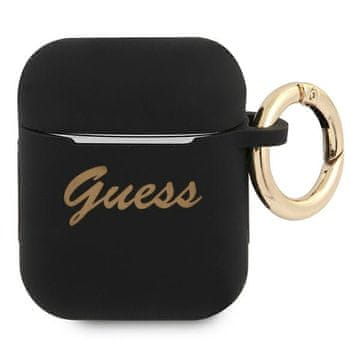 Guess Ovitek Guess Silicone Vintage Script za AirPods 1/2, črn