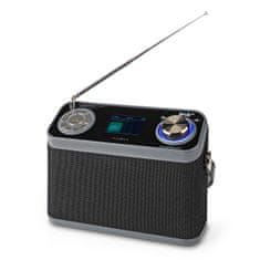 Nedis DAB+ radio | Oblikovanje namizja | DAB+ / FM | 2,4" | Barvni zaslon | Napajanje z baterijo/napajalnik | Digitalno | 24 W | Bluetooth | Vtičnica za slušalke | Budilka | Časovnik za izklop | Ročaj za 