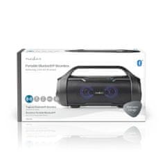 Nedis Bluetooth Party Boombox | 6 ur | 2,0 | 120 W | Predvajanje medijev: AUX / Micro SD / USB | IPX5 | Sinhronizirati | Ročaj za prenašanje | Lučke za zabave | Črna 