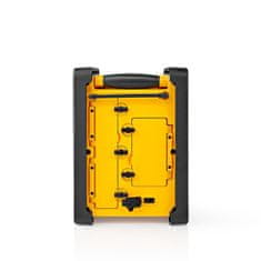 Nedis FM radio | Radio na delovnem mestu | FM | Napajanje na baterije/napajalnik | Digitalno | 15 W | Velikost zaslona: 2,2" | Modro bel zaslon | Bluetooth | IPX5 | Ročaj za prenašanje | Rumena/črna 