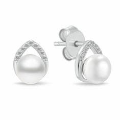 Brilio Silver Prefinjen komplet srebrnega nakita z biseri SET290W (uhani, obesek)