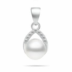 Brilio Silver Prefinjen komplet srebrnega nakita z biseri SET290W (uhani, obesek)