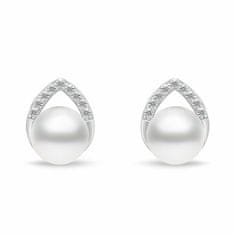 Brilio Silver Prefinjen komplet srebrnega nakita z biseri SET290W (uhani, obesek)