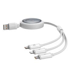 BASEUS Kabel 3v1 Baseus Free2Draw USB za M+L+C 100 W, 1,1 m (bel)