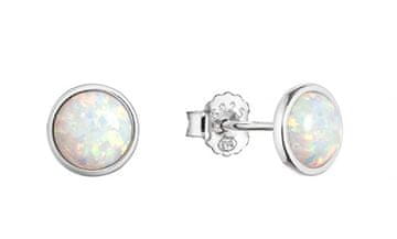 Evolution Group Očarljivi srebrni uhani s sintetičnim belim opalom 11464.1 beli