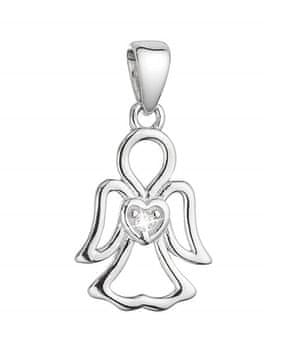 Evolution Group Srebrni obesek Angel s prozornim cirkonom 14031.1