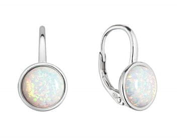 Evolution Group Srebrni viseči uhani z belim sintetičnim opalom 11466.1 bela