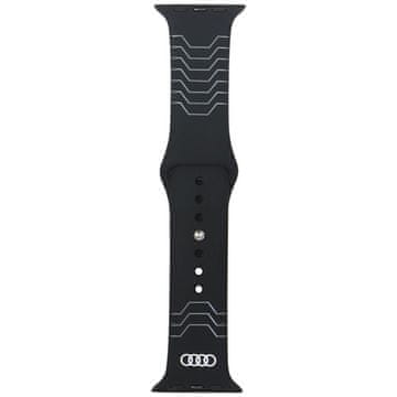 Audi Silikonski pašček za Apple Watch 44 mm Audi z geometrijskim vzorcem, črne barve
