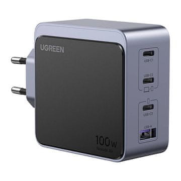 1 to 3 Stenski Polnilec Ugreen Nexode Air 100 W, 3X Usb-C, Usb (Siv)