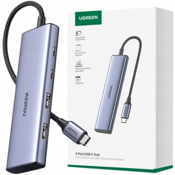 Ugreen Vmesnik USB-C - 2 x USB-A / 2 x USB-C 20 cm CM473 - siv
