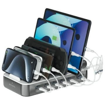 shumee 100W 4smarts Team stenski polnilnik s kabli, vesoljsko siv