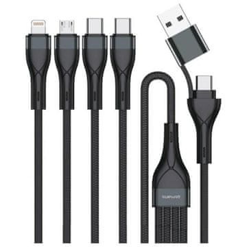 shumee 4smarts USB-C/USB-A kabel 1,2 m 4 v 1 črne barve