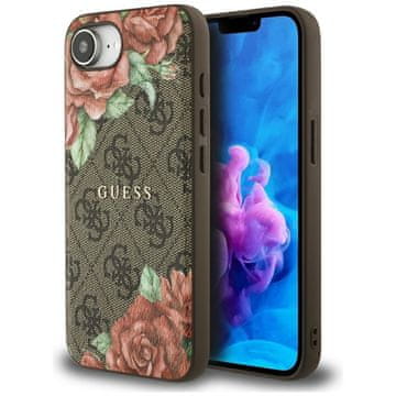 Guess Ovitek Guess 4G Flowers Print MagSafe za iPhone 16e rjave barve