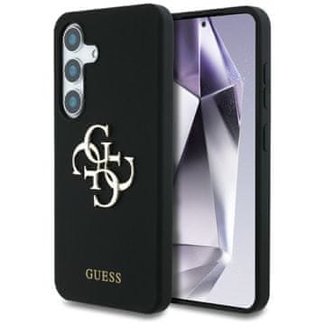 Guess Silikonski ovitek Guess za Samsung Galaxy S25, črn, z logotipom 4G.
