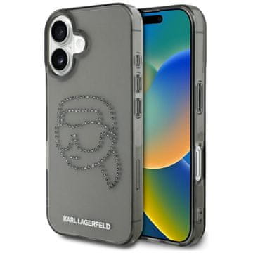 1 to 3 Karl Lagerfeld Ovitek Iml Rhinestones Karl Head Za Iphone 16 Zaščitna