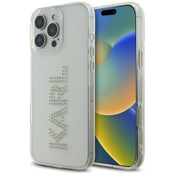 Karl Lagerfeld Ovitek Karl Lagerfeld IML Rhinestones Logo za iPhone 16 Pro, prozoren