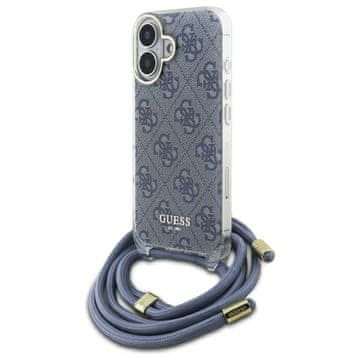 Guess Ovitek Guess Crossbody Cord 4G za iPhone 16, moder