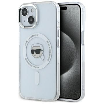 1 to 3 Ovitek Karl Lagerfeld Magnetni Za Iphone 15 Plus Kovinski Z Logo Glavo Karl