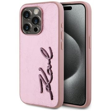 1 to 3 Kovinski Ovitek Karl Lagerfeld Zgubčan Za Iphone 15 Pro Max S Podpisom